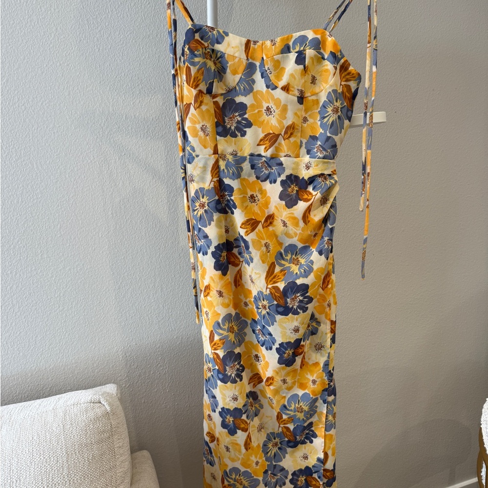Floral Yellow and Blue Women's Dress